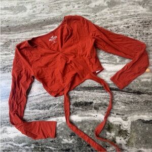 Hollister Women's Red Wrap Crop Top